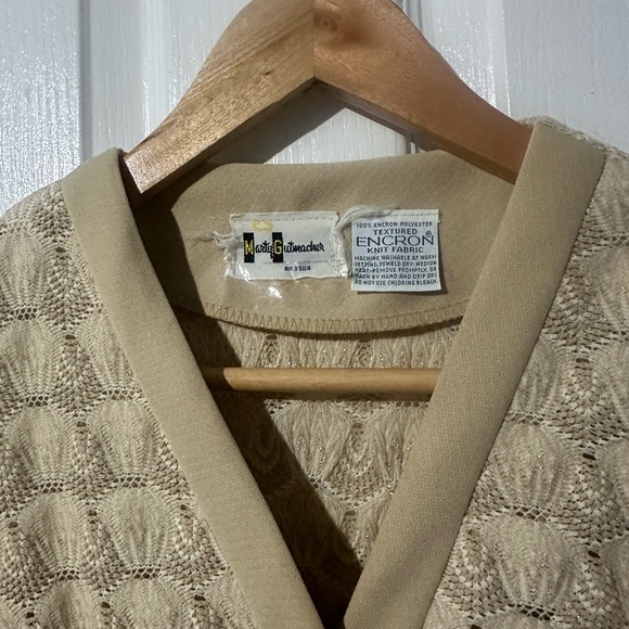 Retro Crochet Metallic Sweater Metallic Cardigan Sweater Set Crochet Cream - Picture 4 of 8